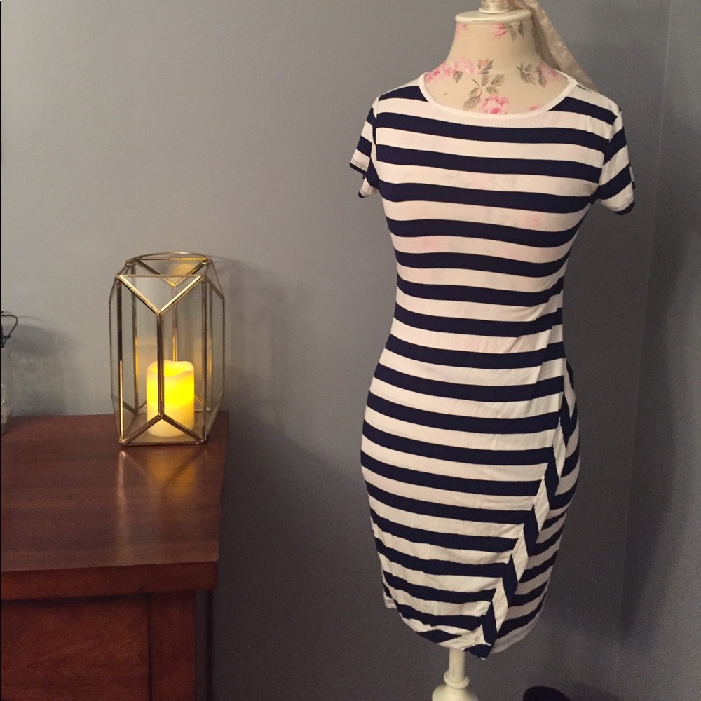 NWOT Navy and White Striped Dress