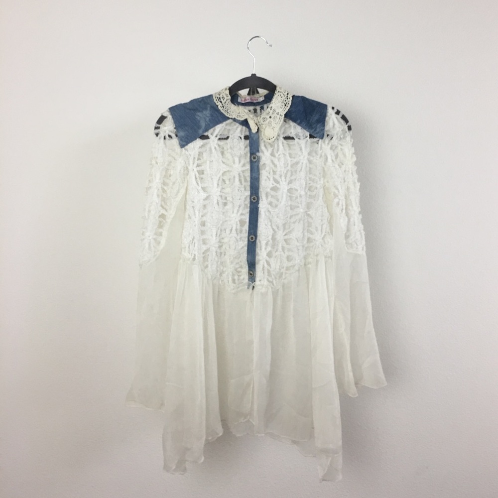 Super cute bohemian see-through light summer tunic