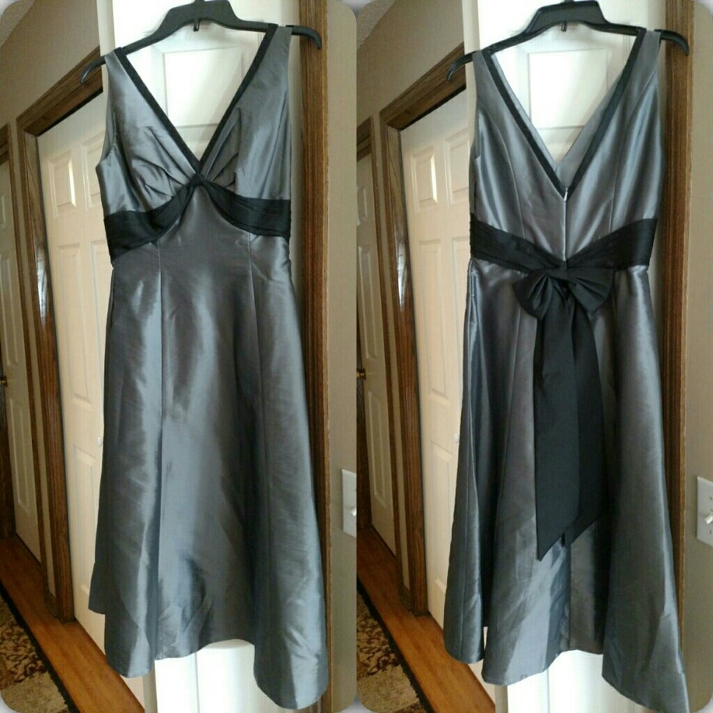 Silver and black 3/4 length dress