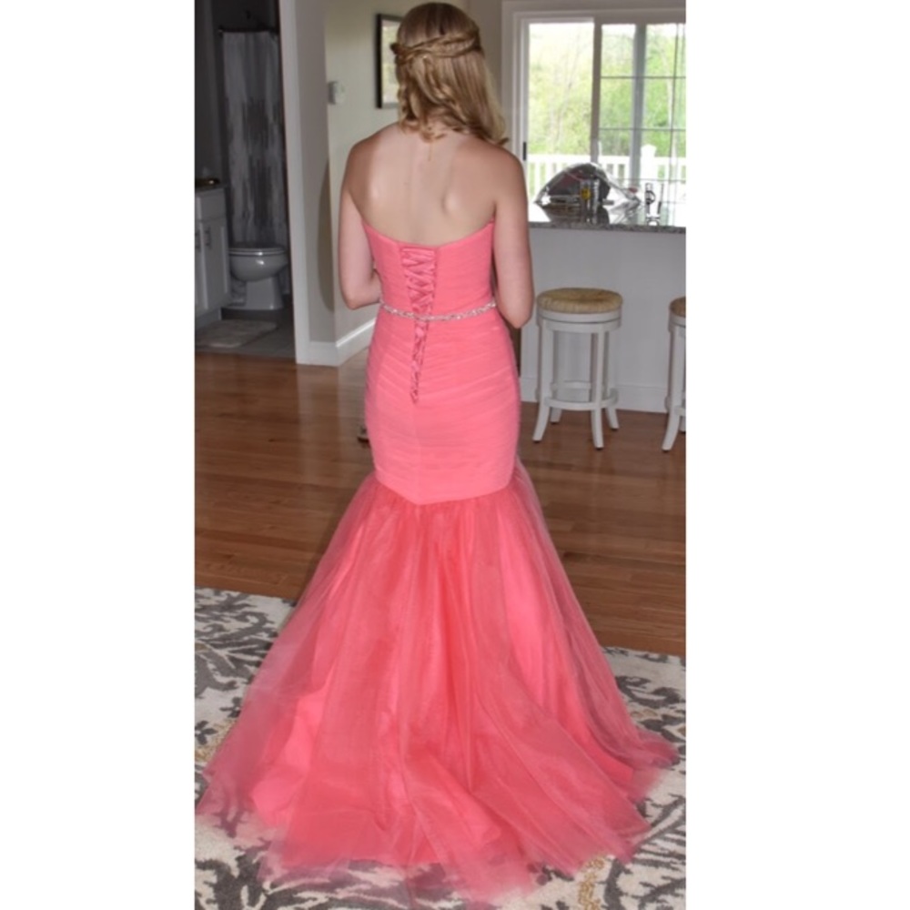 Madison pink/coral mermaid prom dress w/ toule