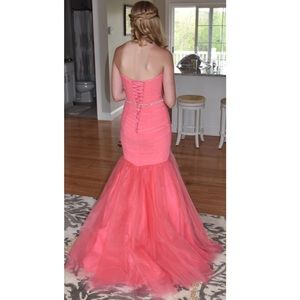 Madison pink/coral mermaid prom dress w/ toule