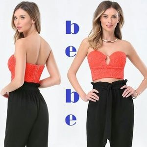 BEBE NEW JAYDEN LACE CROP CROP TOP