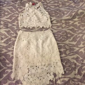 White two piece floral set