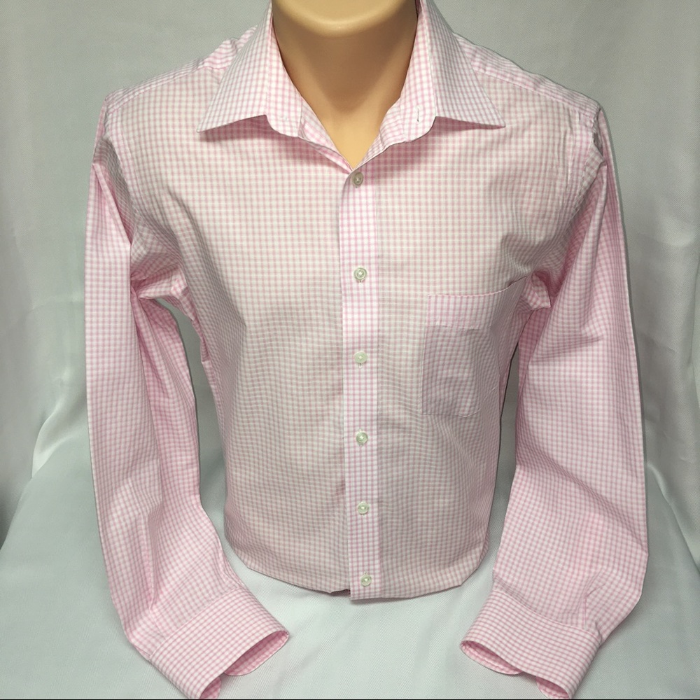 Pink and white checkered dress shirt (S) - Picture 2 of 3
