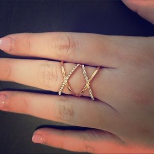 Double X Gold Pavé Ring