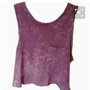 Acid wash distressed muscle crop top