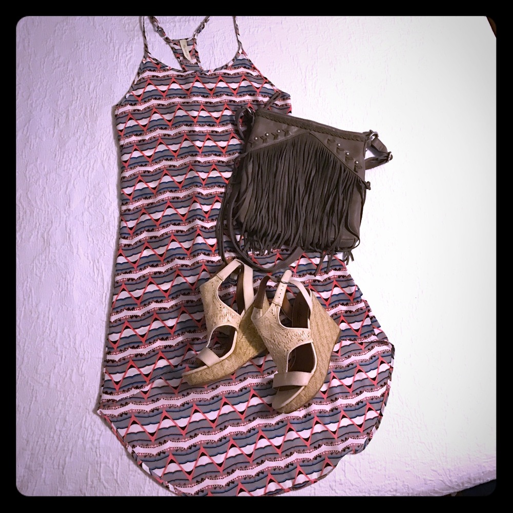 Racerback Aztec print high low dress