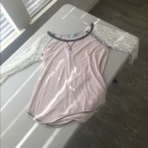 Light pink and lace top