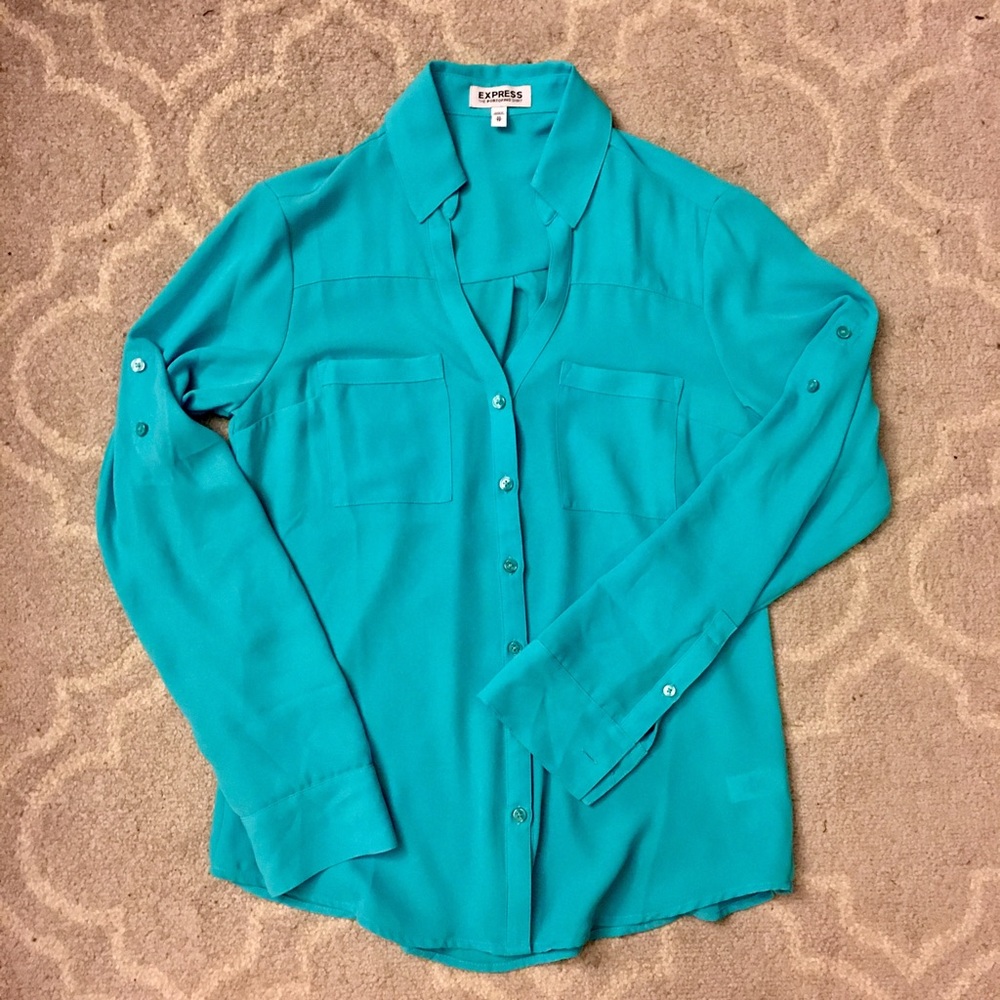 EXPRESS NWOT Original Portofino Shirt Turquoise XS