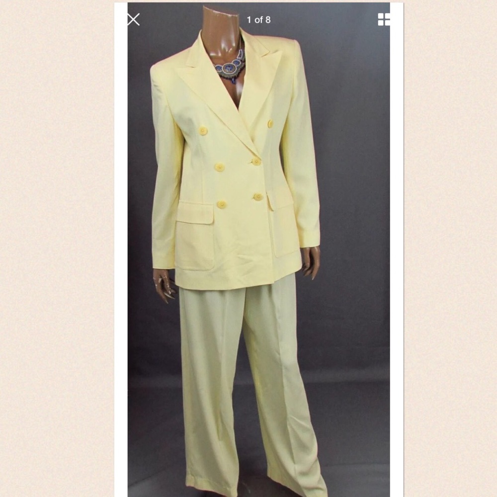 Ralph Lauren Soft Yellow Two Pc Pant Suit