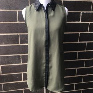 Rock & Republic Army Green Studded Top
