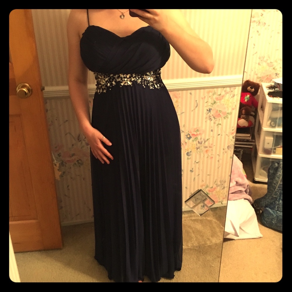 Navy Blue Prom Dress with Sparkle