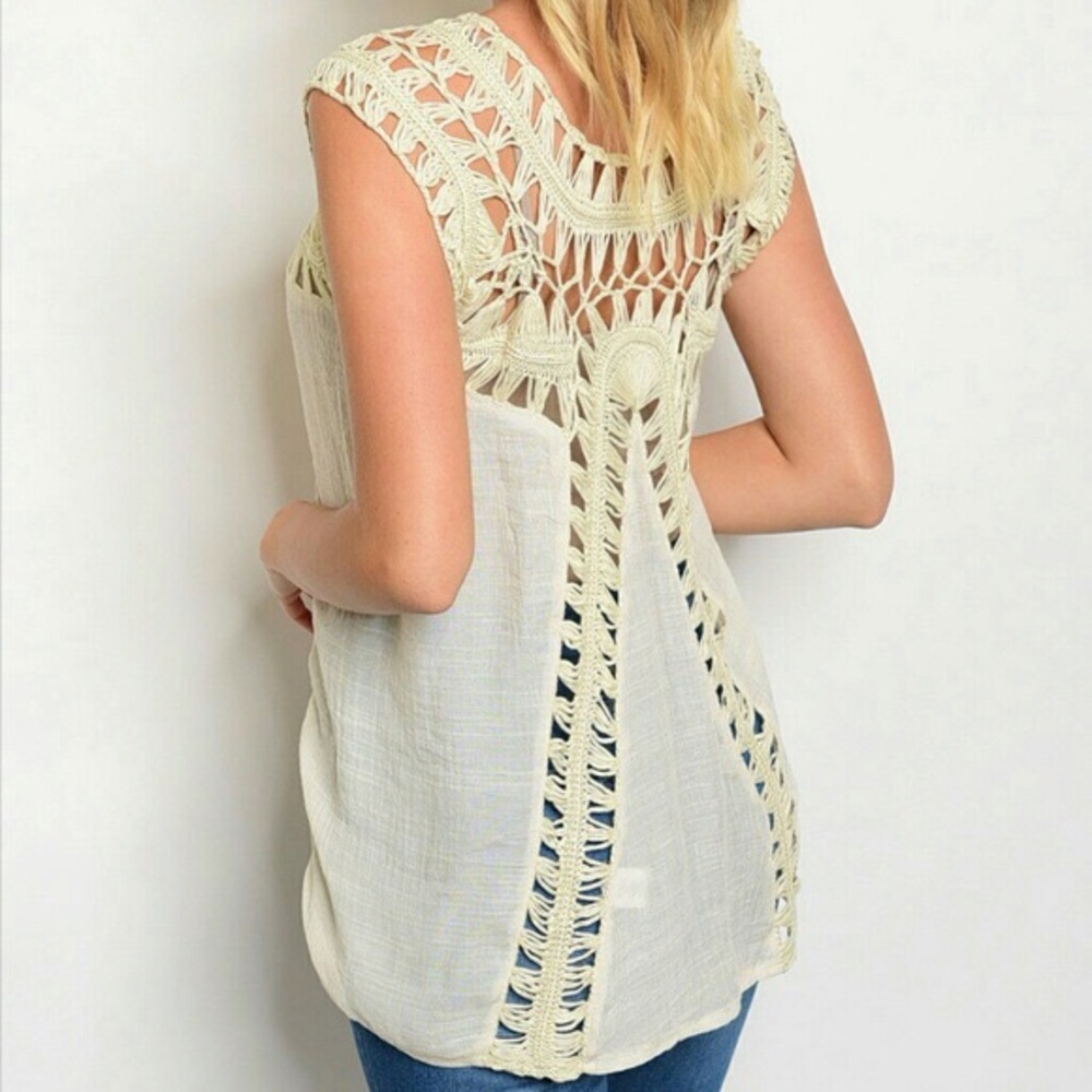 New! Sexy Cream Crochet Top - Picture 2 of 2
