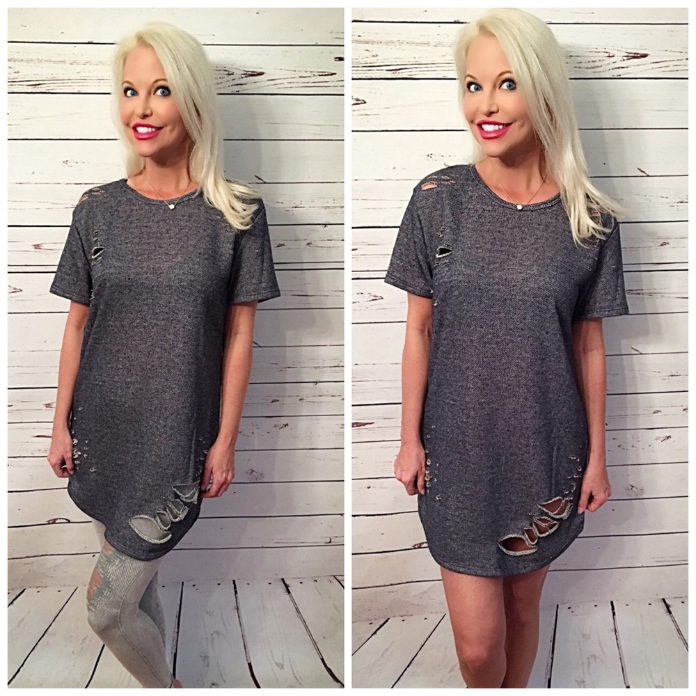 Navy distressed tunic dress - so cute LAST 2 - Picture 2 of 3