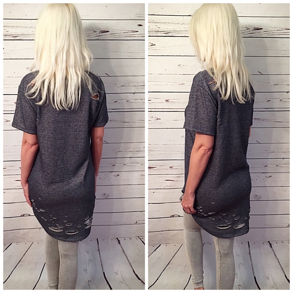 Navy distressed tunic dress - so cute LAST 2 - Picture 3 of 3