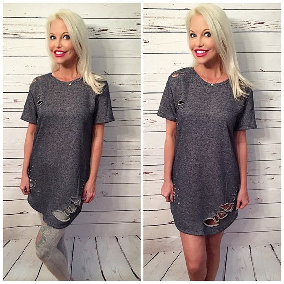 Navy distressed tunic dress - so cute LAST 2 - Picture 2 of 3