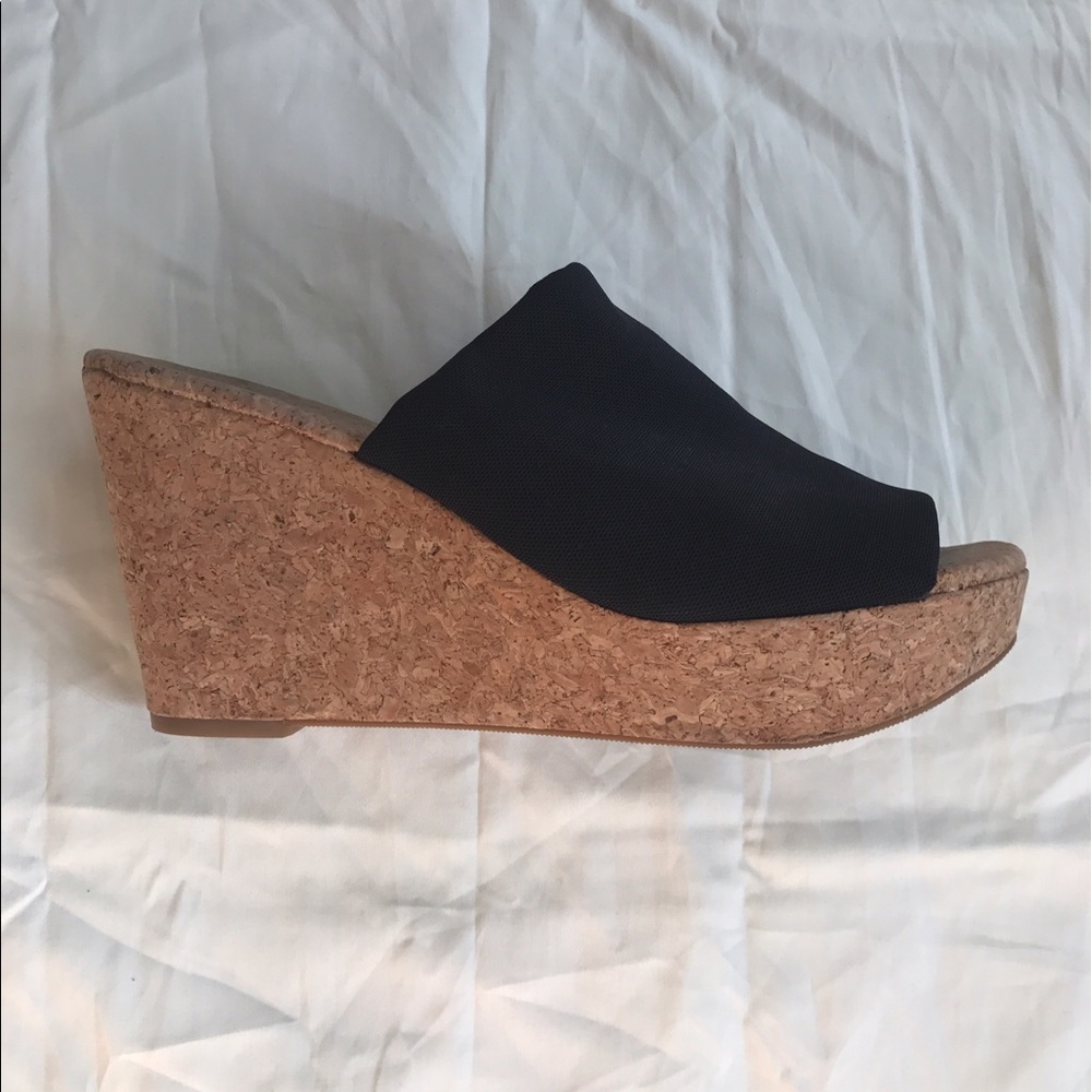 Lucky Brand black cork wedges
