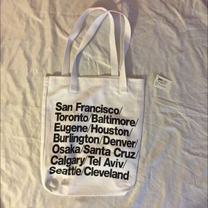 American Apparel cities print denim tote