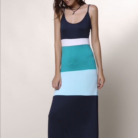 Blue stripe maxi dress DRC106 - Picture 3 of 5