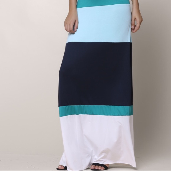 Blue stripe maxi dress DRC106 - Picture 4 of 5