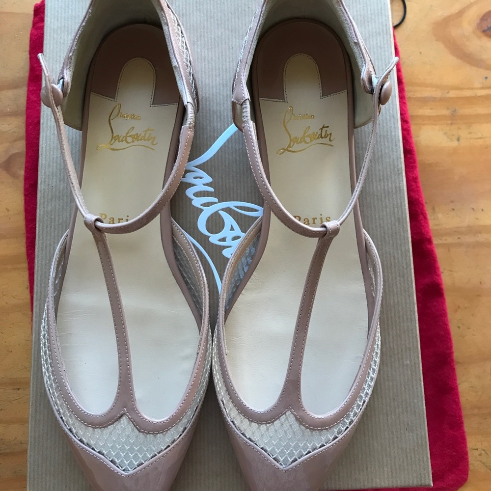 Christian Louboutin Mrs Early Flat Patent/Fishnet