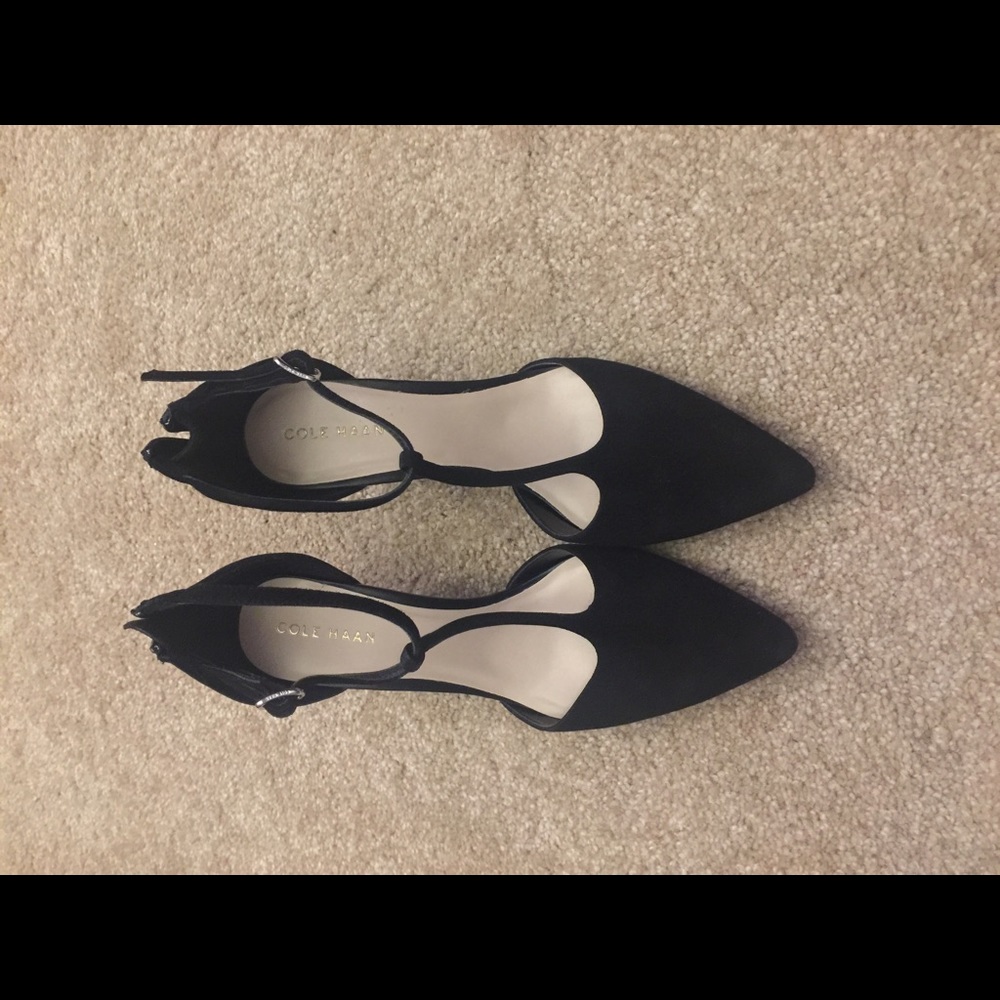 Black Suede T-strap pumps