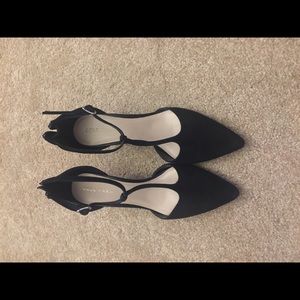 Black Suede T-strap pumps