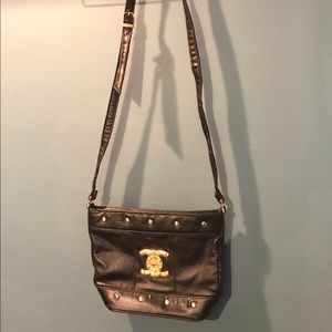 Black Leather Vintage Crossbody Bag