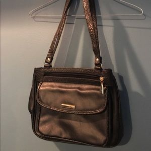 Black Leather Tote w/ ID Pouch