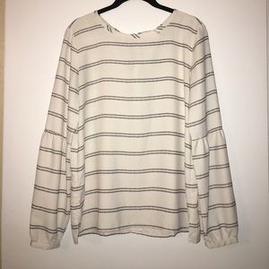 LOFT Tops - Striped Lantern Sleeve Bow Back Blouse LOFT Tops - Striped Lantern Sleeve Bow Back Blouse