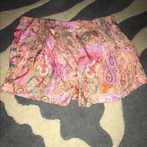 Pink Paisley Silk Shorts