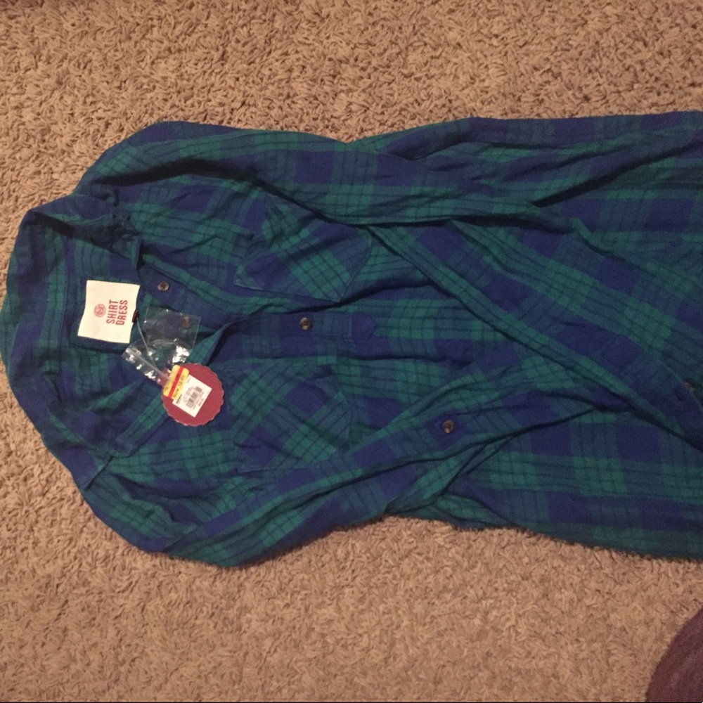Flannel looking shirt dress