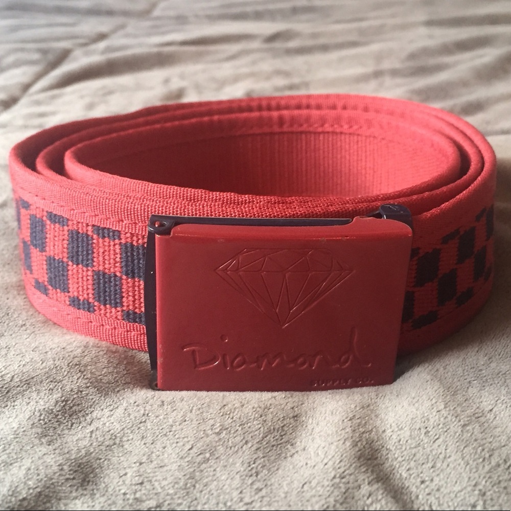 Brand New Diamond Supply Co Belt- Red/Blue checker