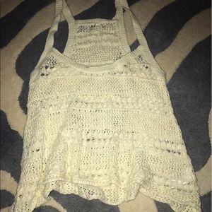 Cream American Eagle Crochet Top