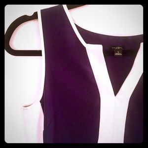 Navy and White Sleeveless Dress