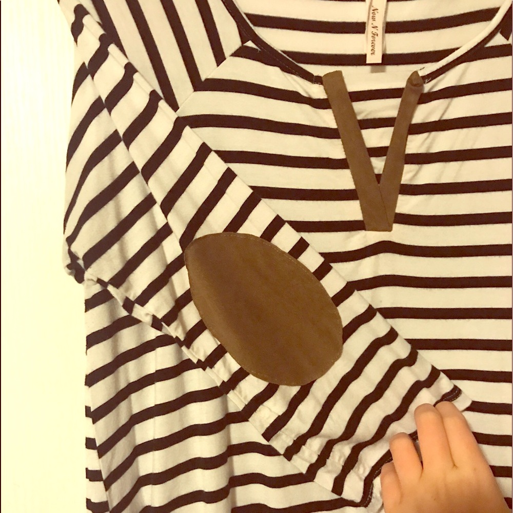 Stripped, suede trimmed tunic