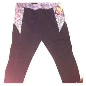 Plus size black multicolor capri yoga pants