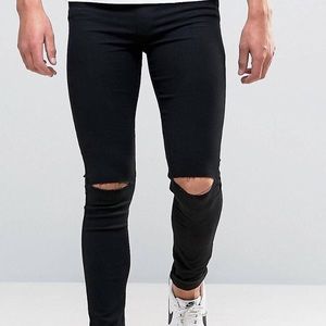Asos black ripped skinny Meggings