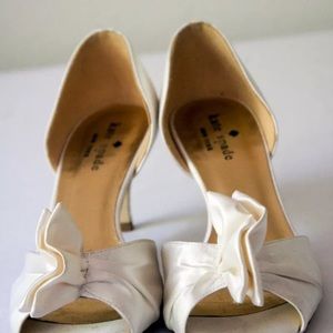 Nearly new Kate spade ivory bridal bow shoes