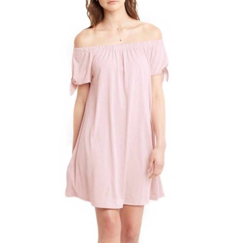 Blush Off The Shoulder Swing Dress