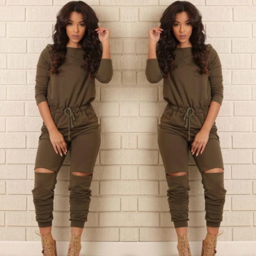 Olive Green Fashion Nova Jump Suit
