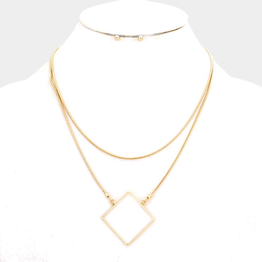 Double Layer Geo Necklace Set - image 2