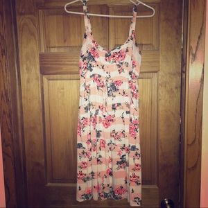 Peach and white tank top babydoll dress