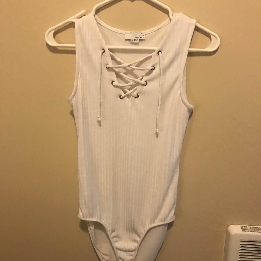 Lace up white bodysuit