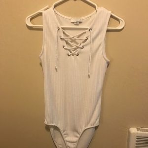 Lace up white bodysuit