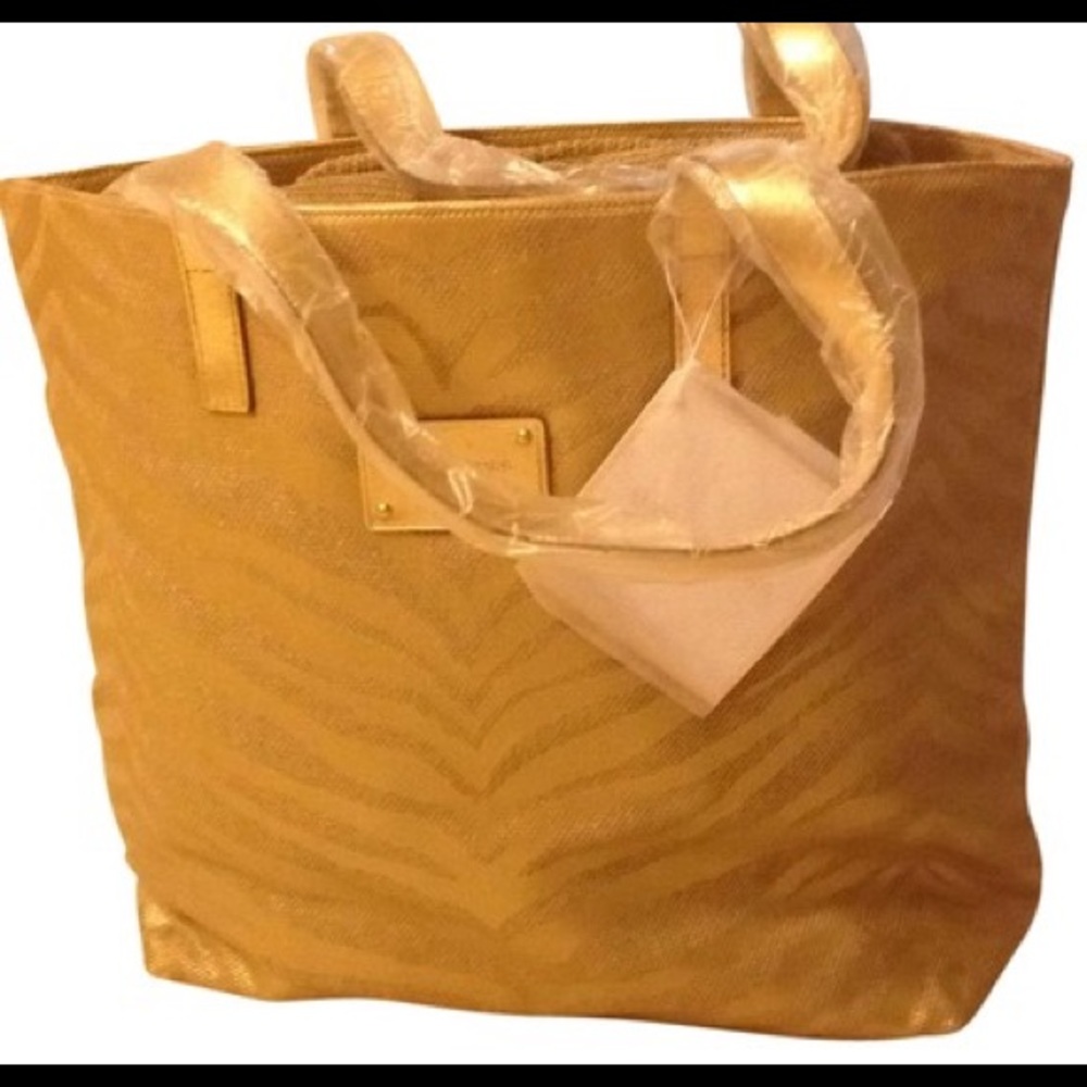 Gold zebra tote