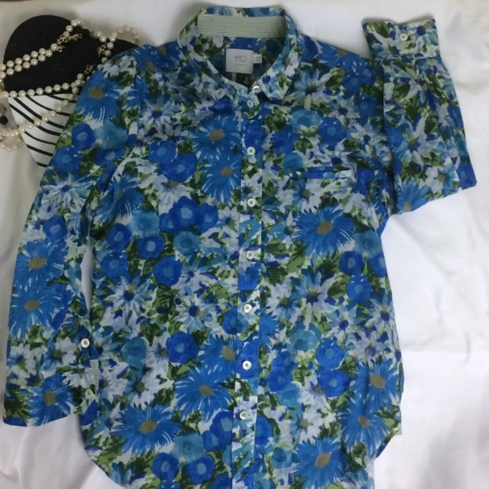 Anthropologie HD in Paris Blue Floral Size 2