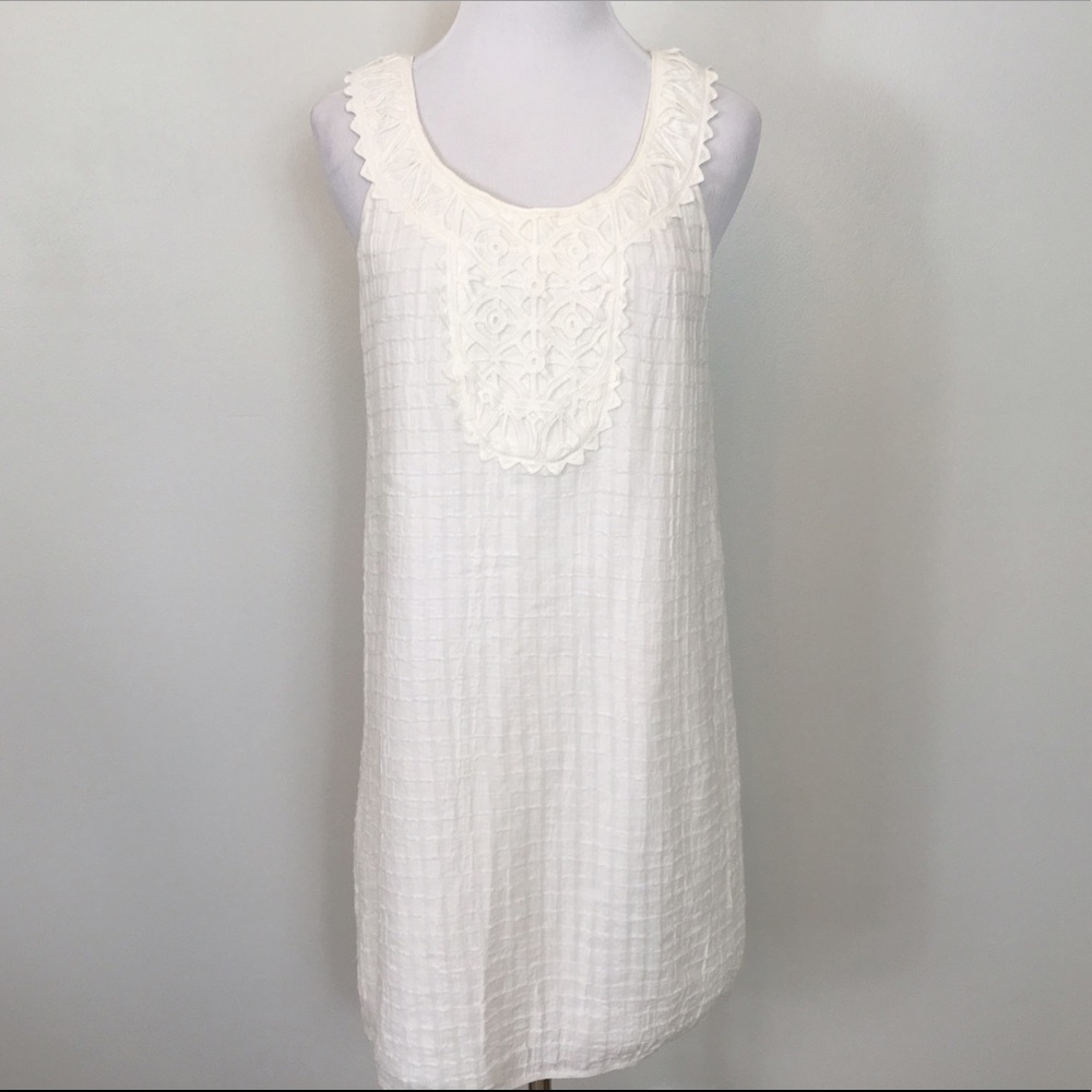 Max studio white lace scallop eyelet shift dress
