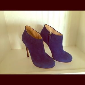 Barney's Blue suede Booties never worn!