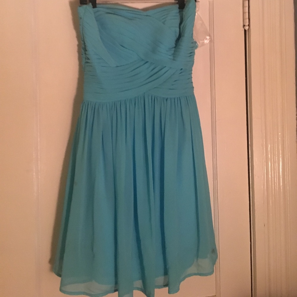 Pool blue bridesmaid dress